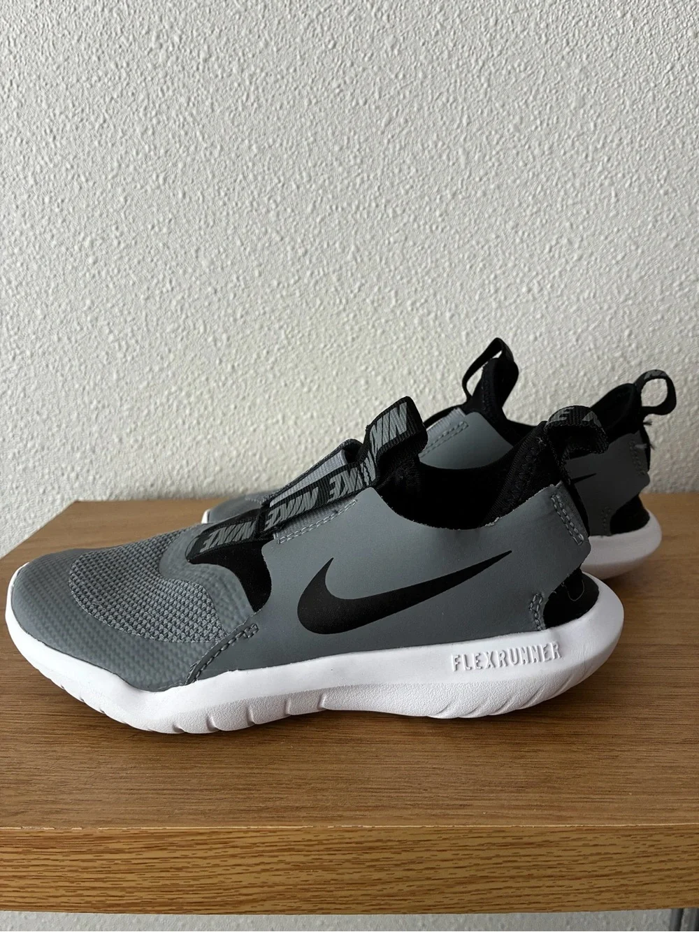 Nike Kids Grey and Black Flex Runner Slip-On Athletic Sneakers